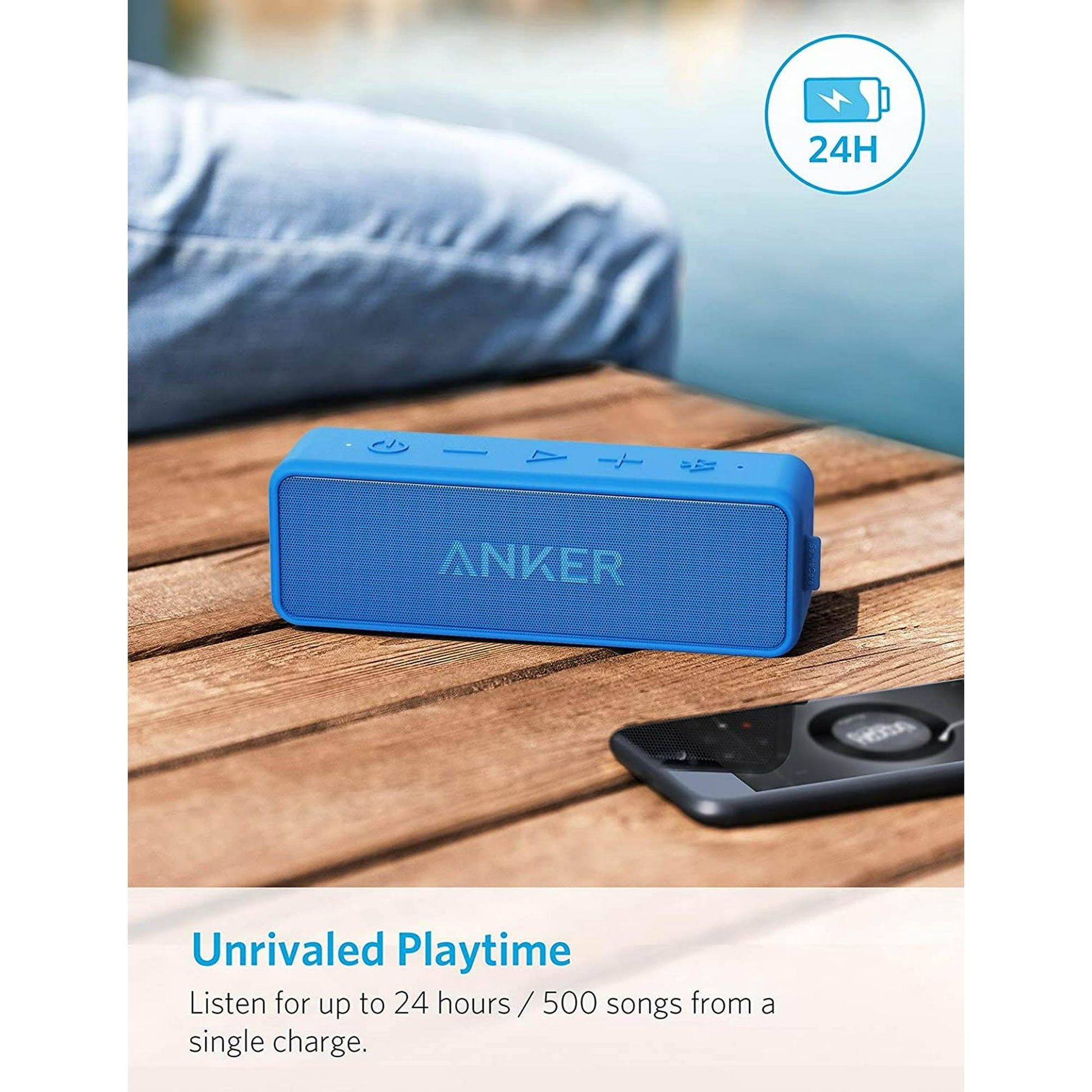 Boxa Portabila cu Bluetooth Anker SoundCore 2 - BassUp 12 W. Impermeabila IPX7 Autonomie 24 de ore Resigilat - Blue - A3105 - 0848061057676