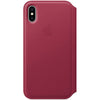 Husa Piele Naturala Folio Apple pt. iPhone XS & X, Berry - MQRX2ZM/A, Originala