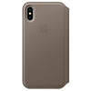 Husa Originala Piele Naturala Folio Apple MQRY2ZM/A - iPhone XS & X, Taupe