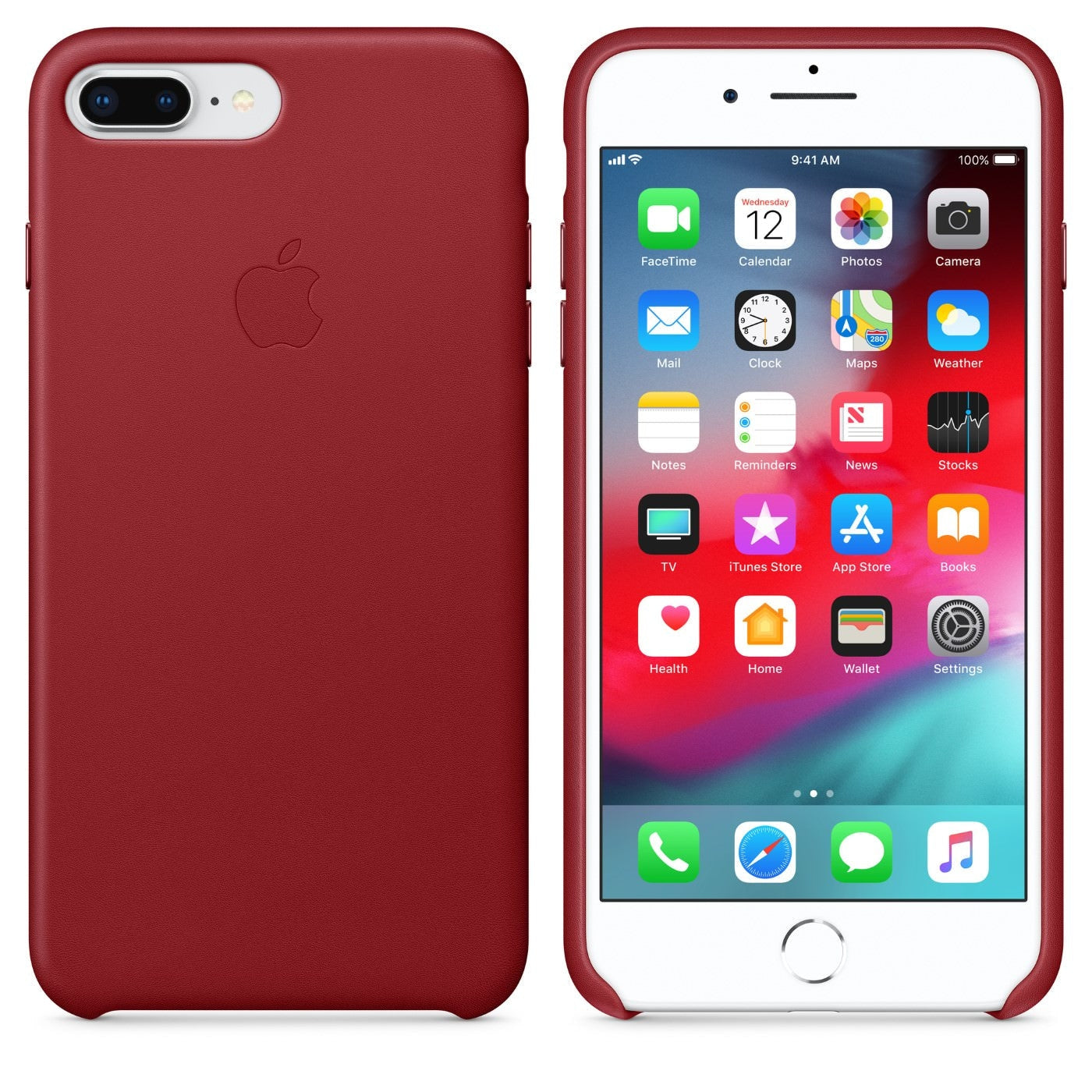 Husa Piele Naturala Apple pt. iPhone 8 Plus / 7 Red - MMYK2ZM/A Originala Resigilat - 190198005700 - 4