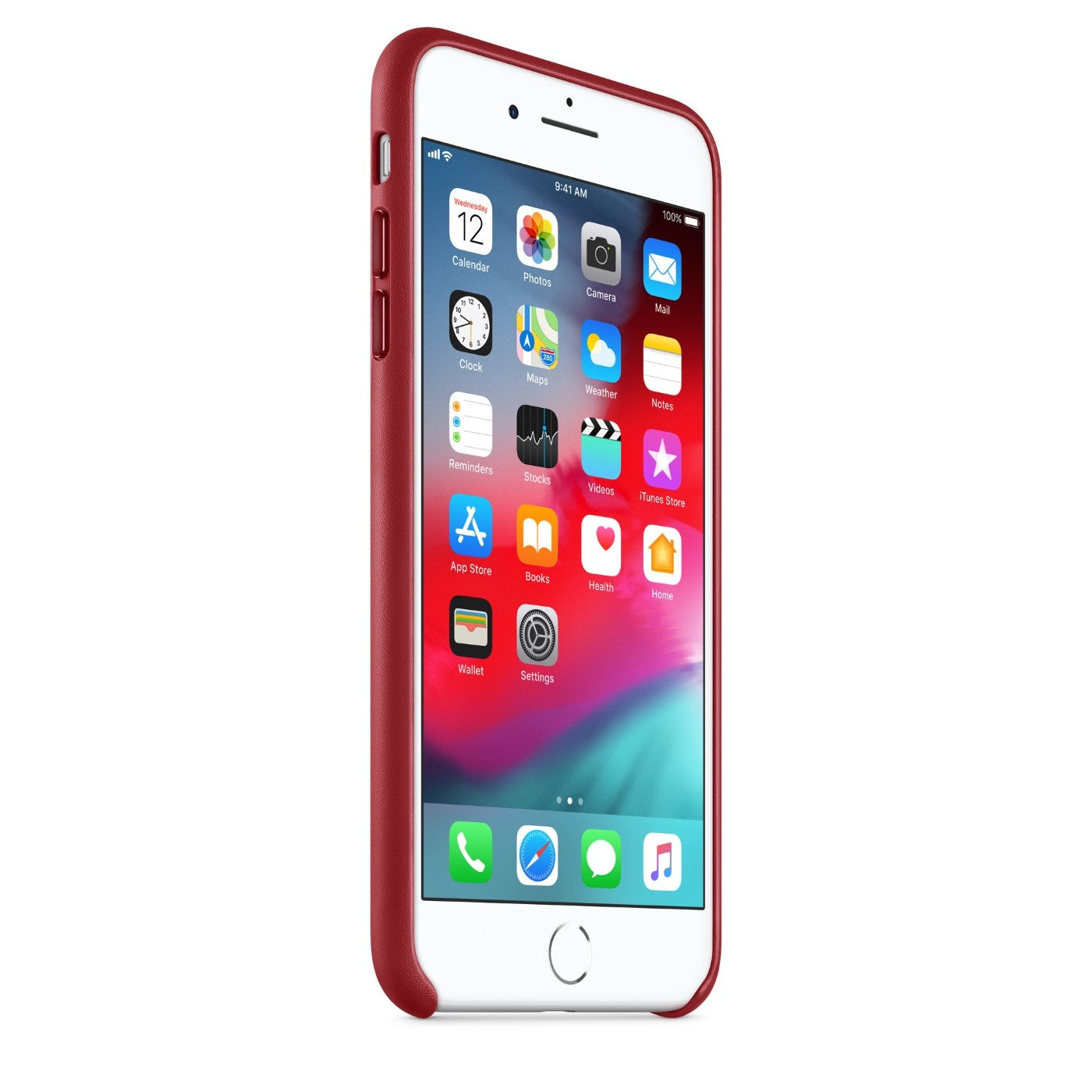 Husa Piele Naturala Apple pt. iPhone 8 Plus / 7 Red - MMYK2ZM/A Originala Resigilat - 190198005700 - 2