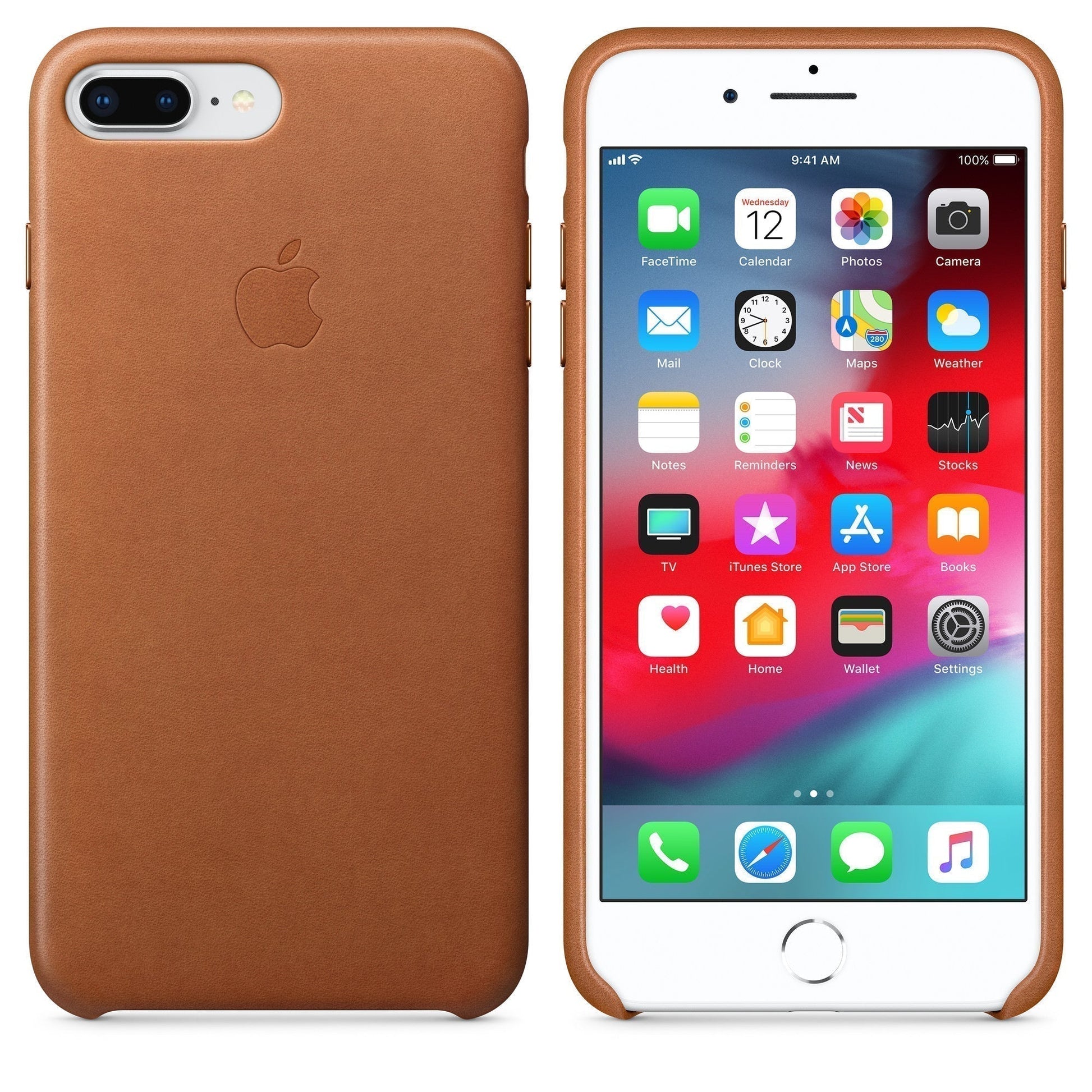 Husa Piele Naturala Apple pt. iPhone 8 Plus / 7 Saddle Brown - MQHK2ZE/A Originala - 190198813534 - 2