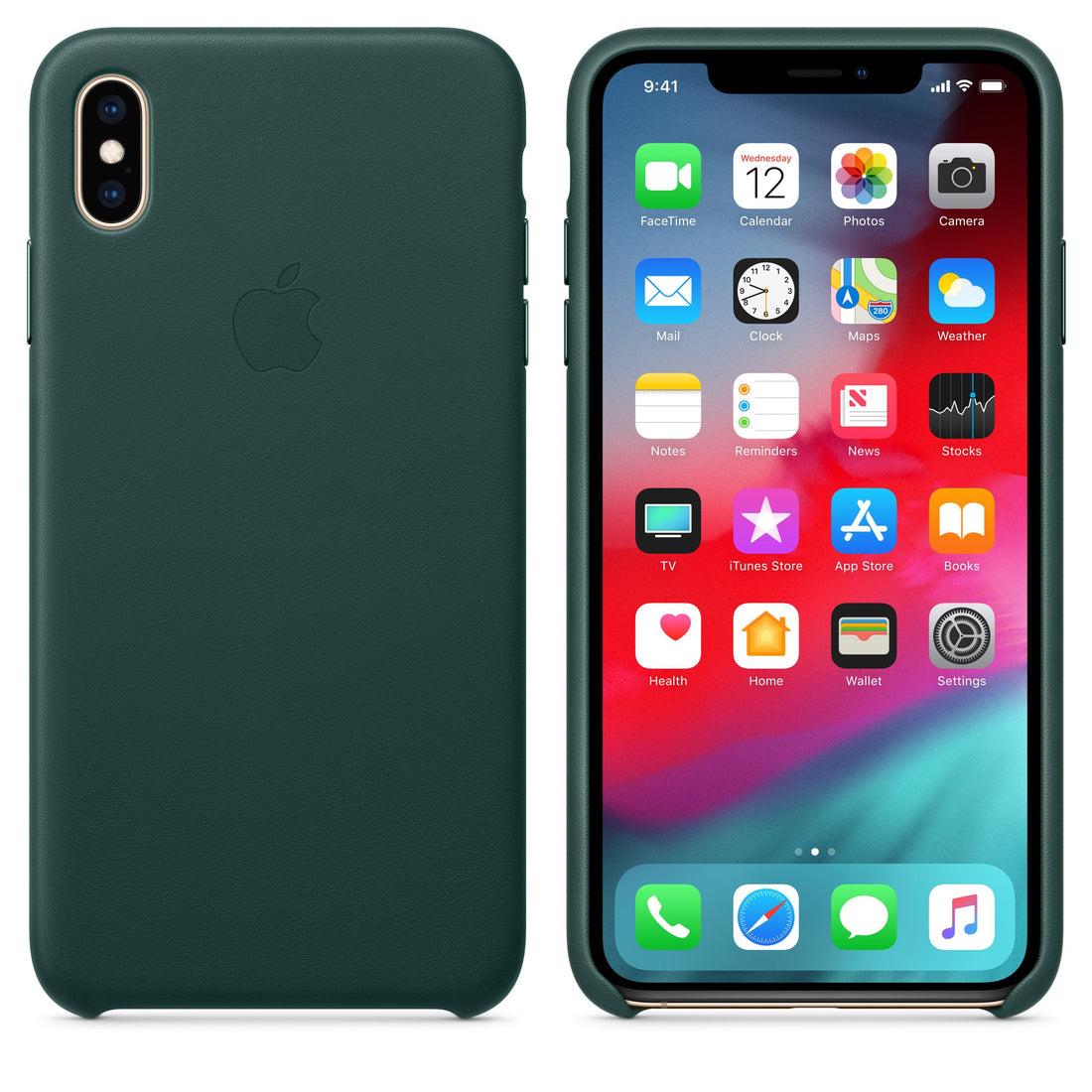 Husa Piele Naturala Apple pt. iPhone XS Max Forest Green - MTEV2ZM/A Originala - 190198802743 - 1