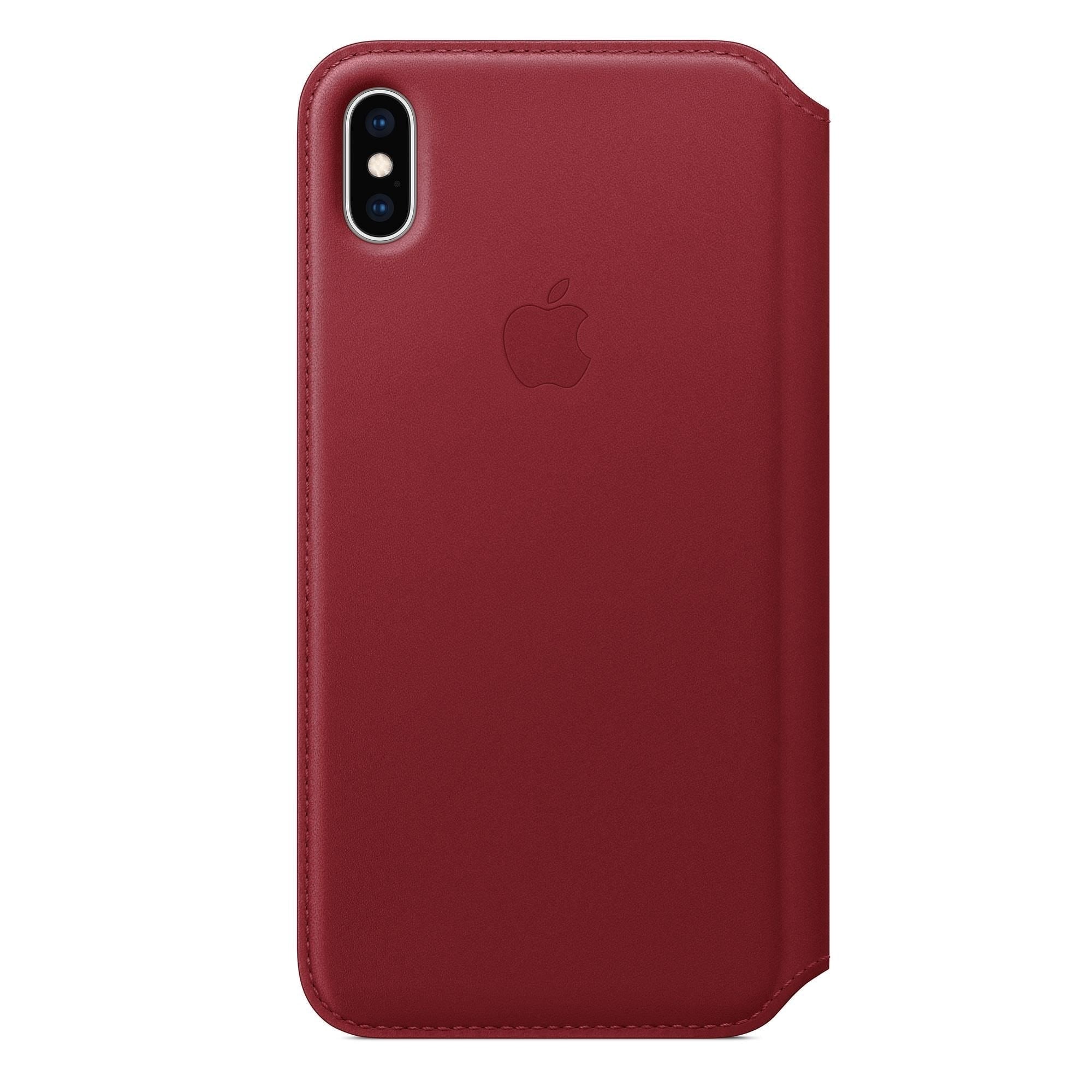 Husa Piele Naturala Folio Apple pt. iPhone XS Max Red - MRX32ZM/A Originala Resigilat - MRX32ZM/A-A - 190198763648 - 1