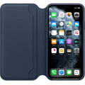 Husa Piele Naturala Folio Apple pt iPhone 11 Pro Max Deep Sea Blue - MY1P2ZM/A Originala - 190199651456 - 6