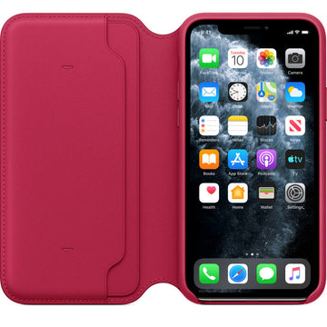 Husa Piele Naturala Folio Apple pt. iPhone 11 Pro Raspberry - MY1K2ZM/A Originala - 190199651333 - 1