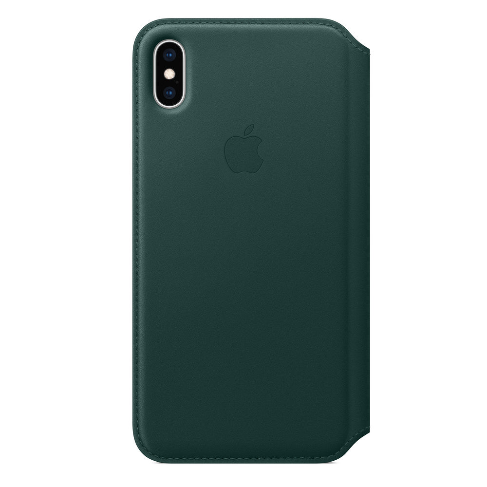 Husa Piele Naturala Folio Apple pt. iPhone XS Max Forest Green - MRX42ZM/A Originala - 190198763662 - 1