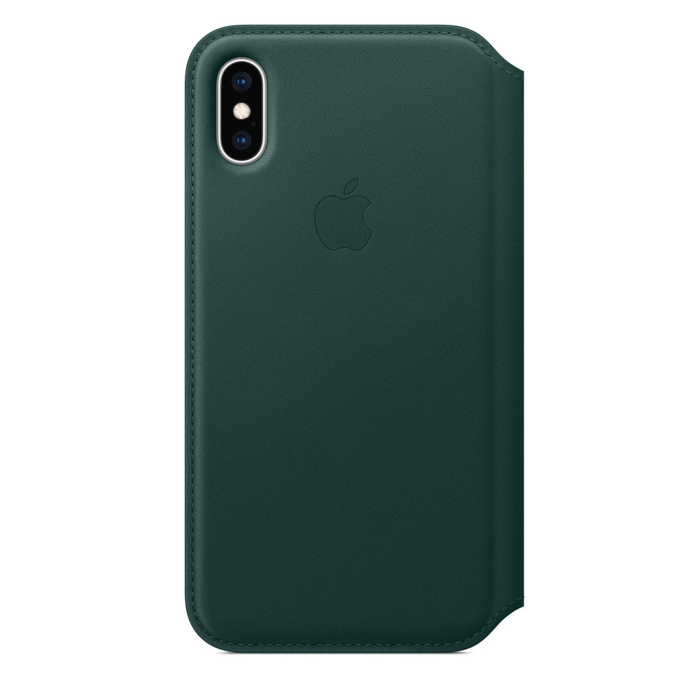 Husa Piele Naturala Folio Apple pt. iPhone XS & X Forest Green - MRWY2ZM/A Originala - 190198763563 - 1