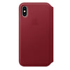 Husa Piele Naturala Folio Apple pt. iPhone XS & X, Red - MRWX2ZM/A, Originala