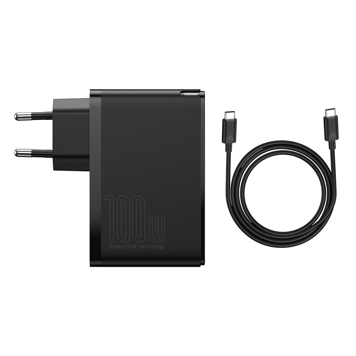 Incarcator Priza Baseus GaN2 Pro - 2 x USB-C USB 100 W Quick Charge 4.0 Power Delivery 3.0 Huawei SuperCharge Cablu - CCGAN2P-L02