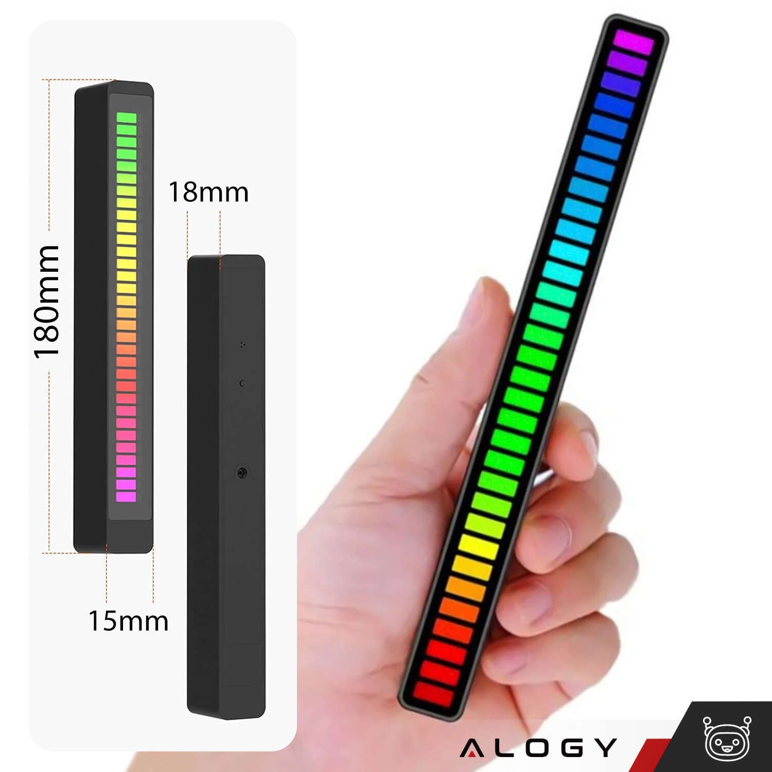 Lampa Ambientala LED Alogy cu Ritm Muzica - RGB 18 cm 32bit Wireless 4 Niveluri Luminozitate - 12277_CZ - 5907451357859 - 2