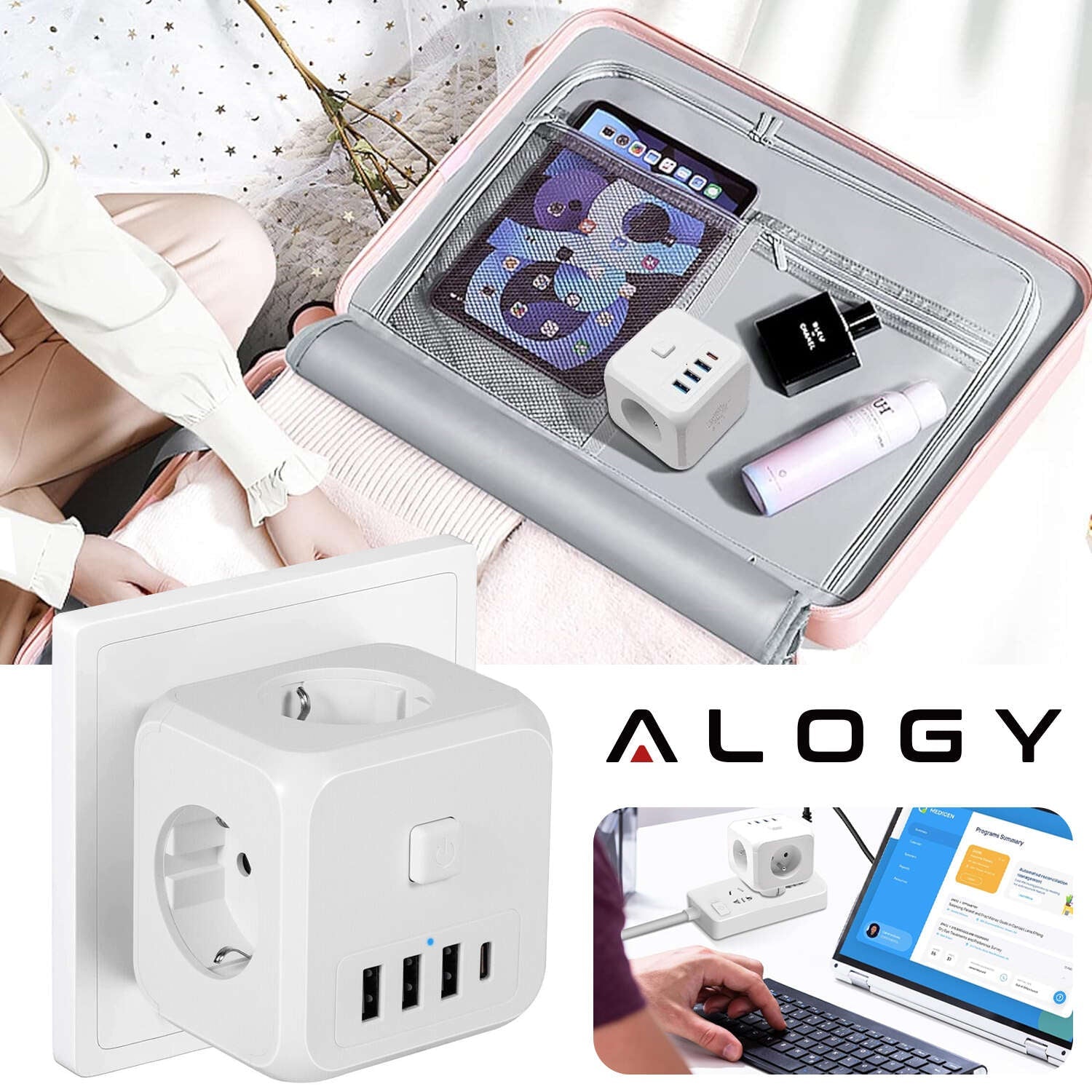 Priza Adaptor Alogy - 3 x AC USB 12 W 1 USB-C 15 Buton On/Off - NI2023EU - 5905601809531 - 11