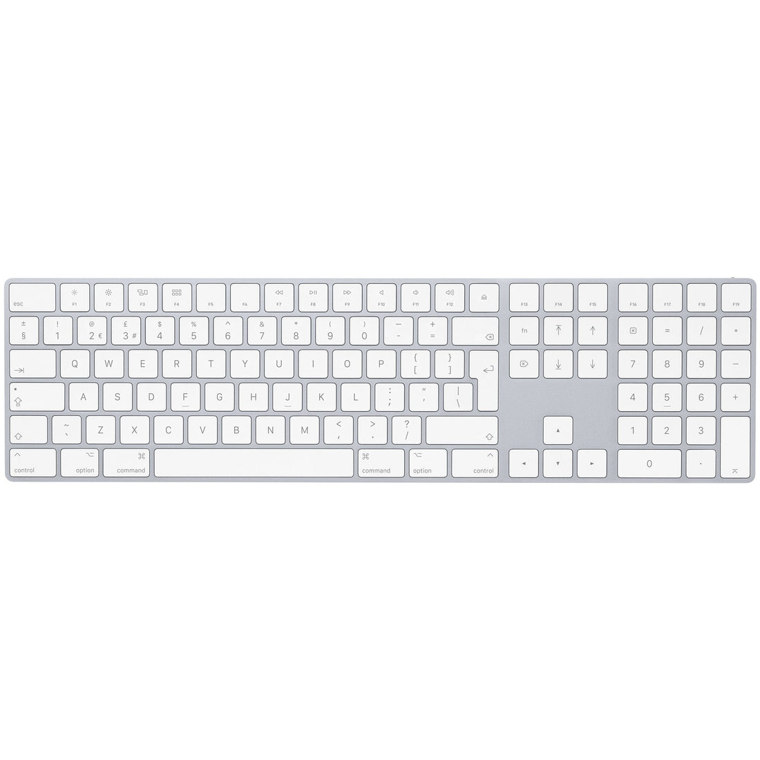 Tastatura Apple Magic Keyboard cu Keypad MQ052B/A - Layout British QWERTY Wireless Reincarcabila Bluetooth Aluminiu Silver Originala