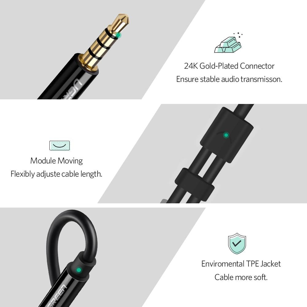 Adaptor Splitter Casti Jack 3.5 mm AUX & Microfon Ugreen - 30620 - 6957303836208 - 6