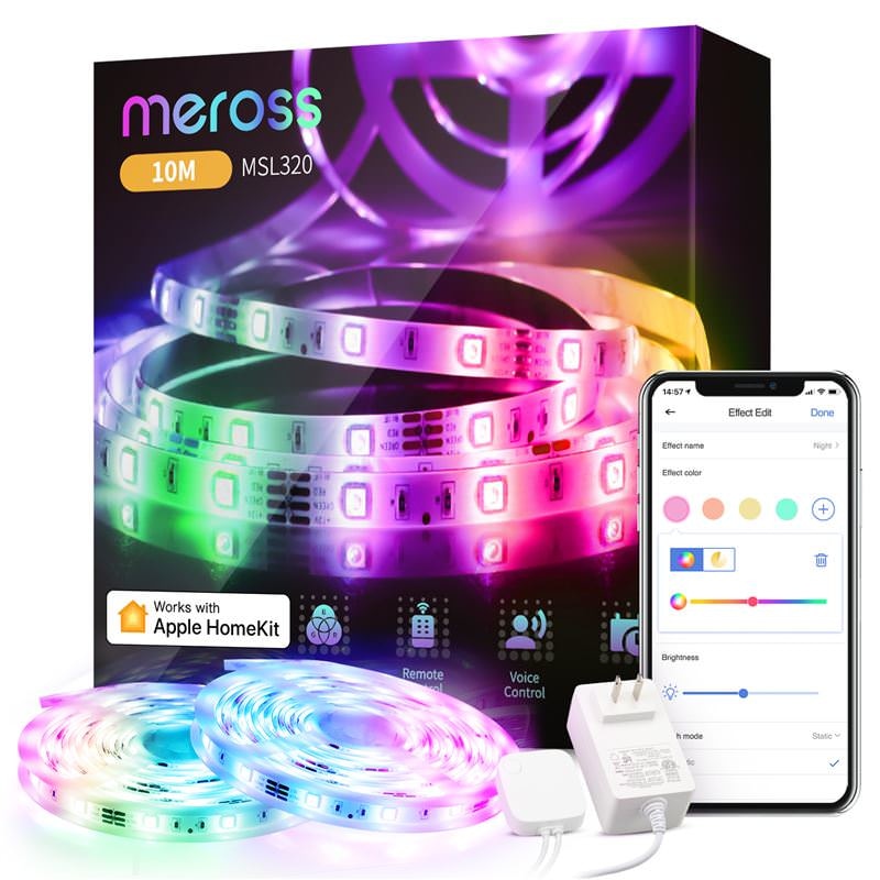 Banda LED Smart WiFi Meross MSL320 - 2x5m Control Vocal RGB Timer App Apple HomeKit Google Alexa - 680306682706 - 1