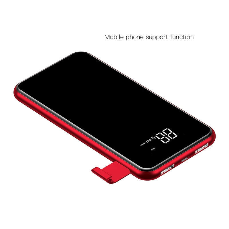 Baterie Externa Baseus PPALL-EX09 8000 mAh - 2 x USB Incarcare Wireless Stand pentru Smartphone - Red - 6953156273023 - 4