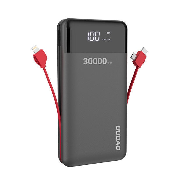 Baterie Externa Dudao K1Max 30000 mAh - Cabluri Integrate USB-C Micro-USB Lightning - Black - K1Max-black - 6970379617618 - 1