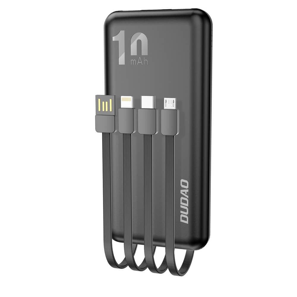 Baterie Externa Dudao K6Pro 10000 mAh - Cabluri Integrate USB USB-C Micro-USB Lightning - Black - K6Pro-black - 6973687242688 - 1