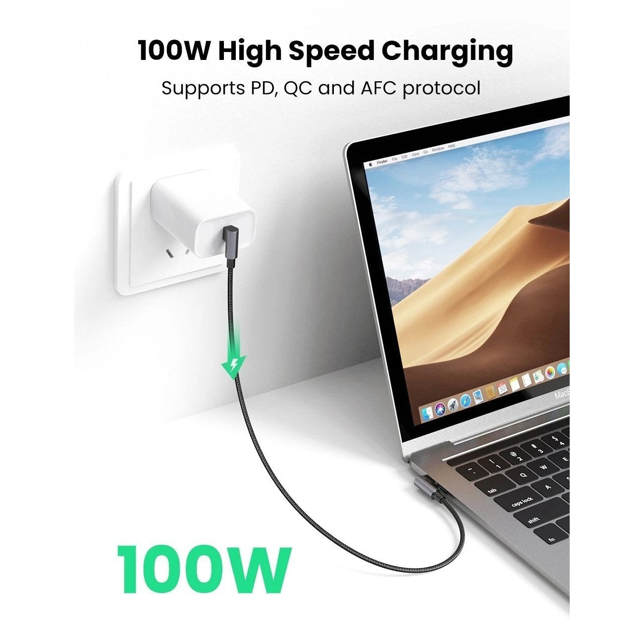 Cablu Incarcare & Date USB-C la curbat 90° Ugreen - 100W Power Delivery QC 3.0 Huawei SuperCharge 5A - 70696 - 6957303876969 - 4