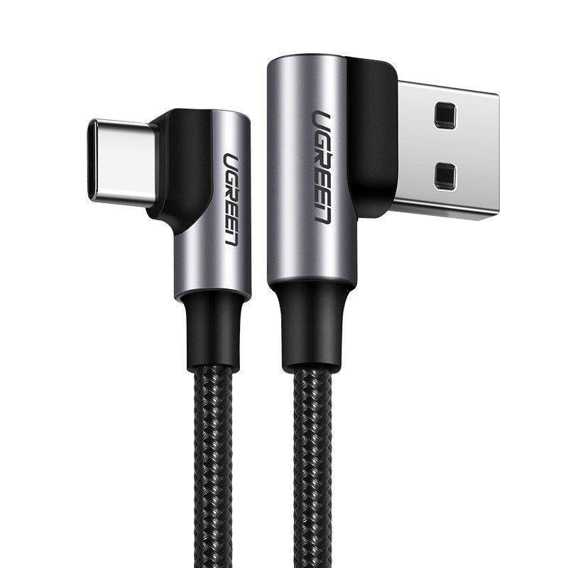 Cablu Incarcare & Date USB la USB-C curbat 90° Ugreen - 18W QC 3.0 Adaptive Fast Charging 3A - 1 m - 20856 - 6957303828562