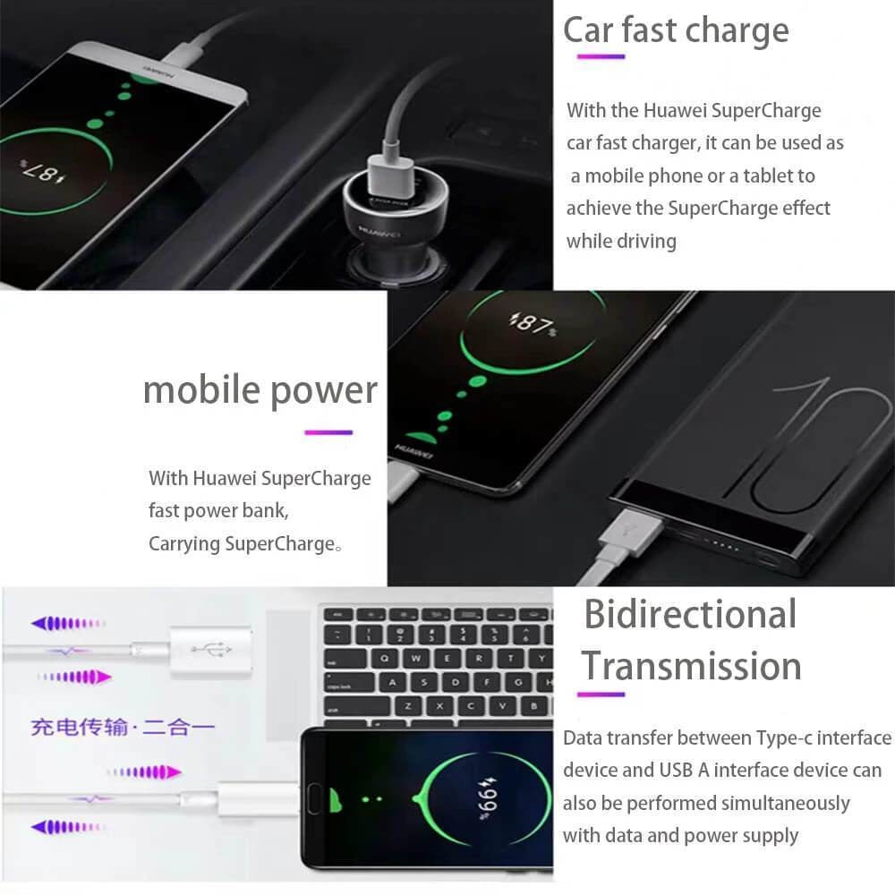 Cablu Incarcare & Date USB la USB-C Huawei AP71 SuperCharge - Original in Box 5A - 1m - 6901443176656 - 12