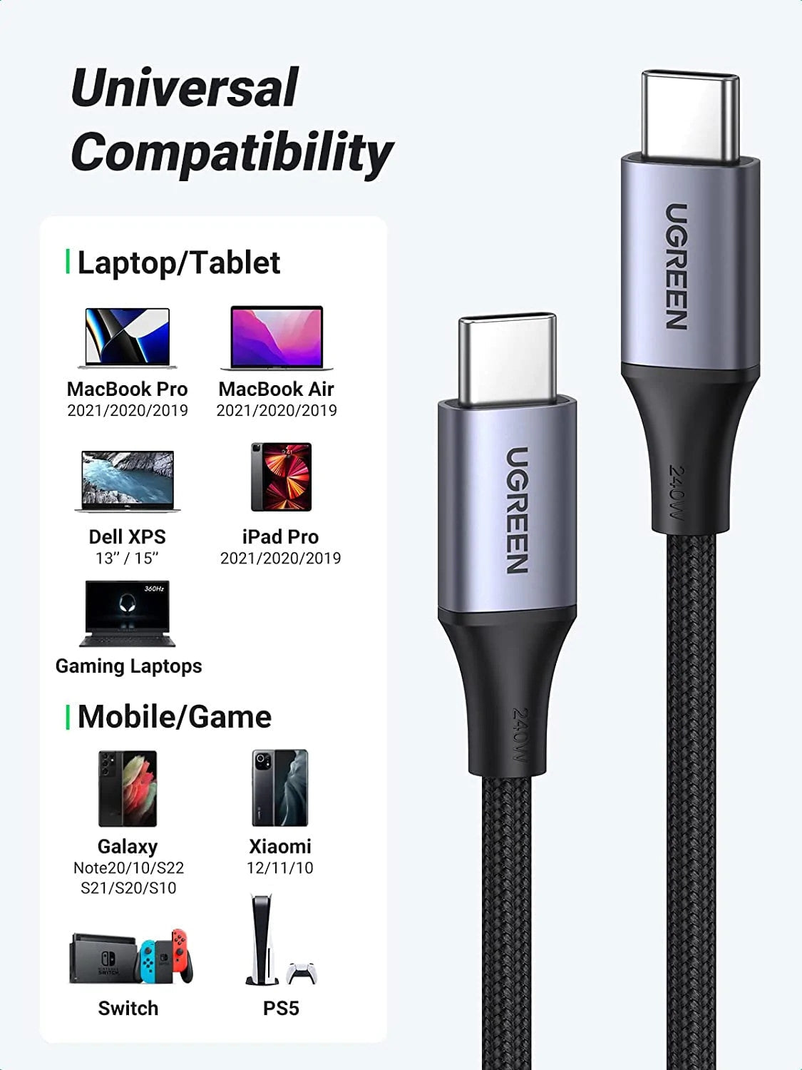 Cablu Incarcare & Date USB-C la Ugreen USB4 US535 - 240W QC 4 + Power Delivery 3.1 5A - 2m - 90440 - 6957303894406 - 5