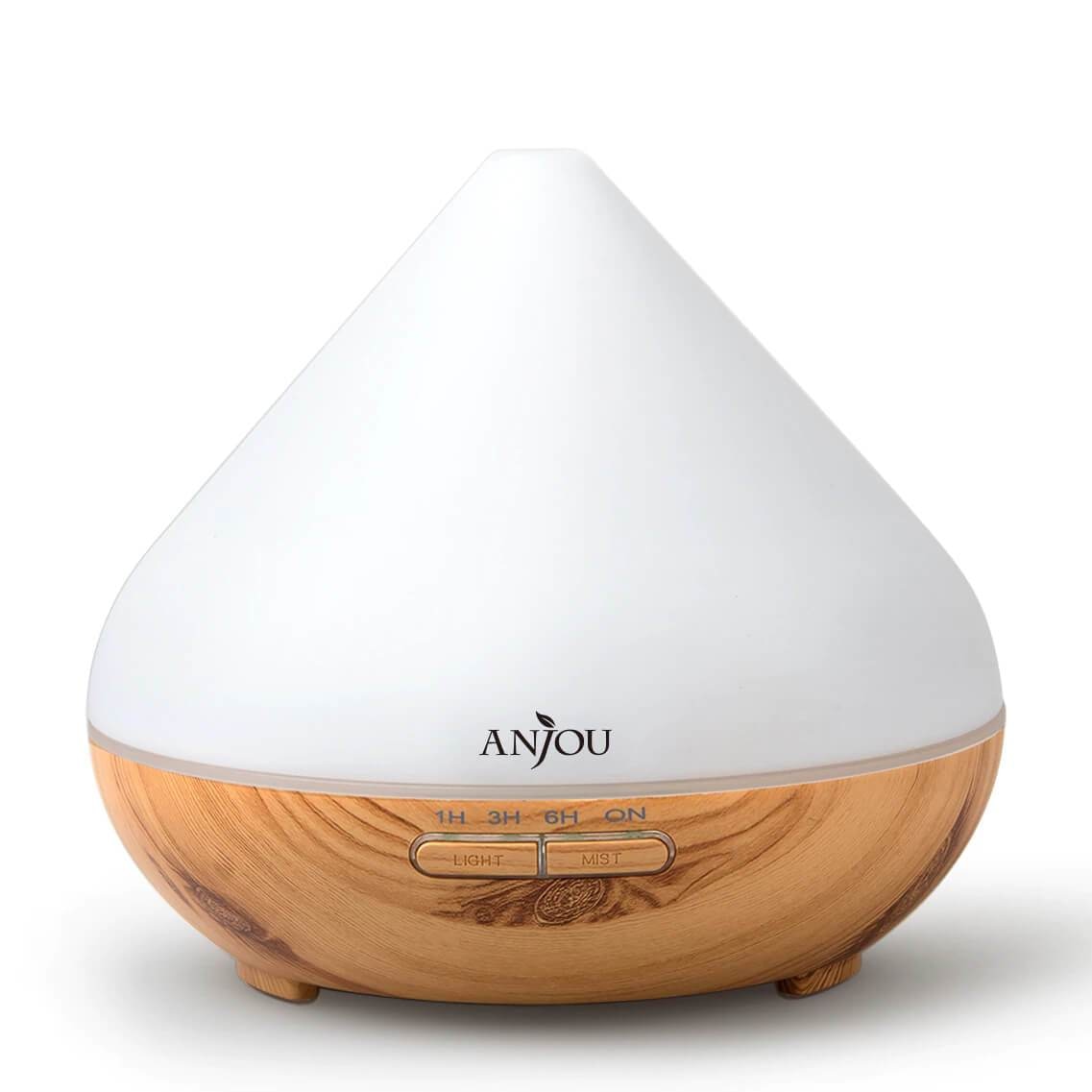 Difuzor Aromaterapie Anjou AJ-AD001 - Fara BPA 300ml pana la 8 ore LED cu 7 culori Inchidere automata - 6972103460569 - 6