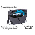 Geanta Messenger Smart Odzu - 9 Compartimente Organizator Spatiu Laptop Inchidere magnetica Expandabila 51 x cm - ODZBG01BLK - 8594184314159