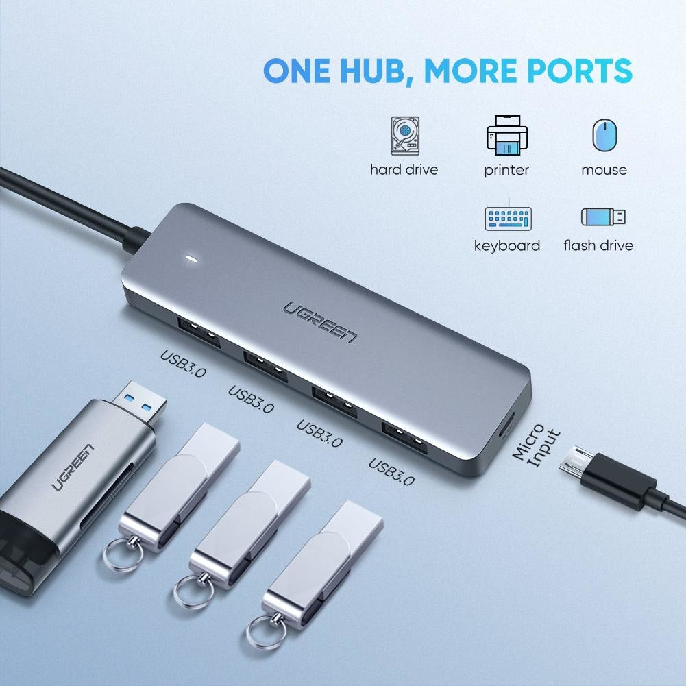 Hub USB-C Adaptor Ugreen - 4 x USB 3.0 + Micro-USB OTG - 70336 - 6957303873364 - 2