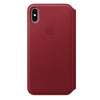 Husa Piele Naturala Folio Apple pt. iPhone XS Max, Red - MRX32ZM/A, Originala