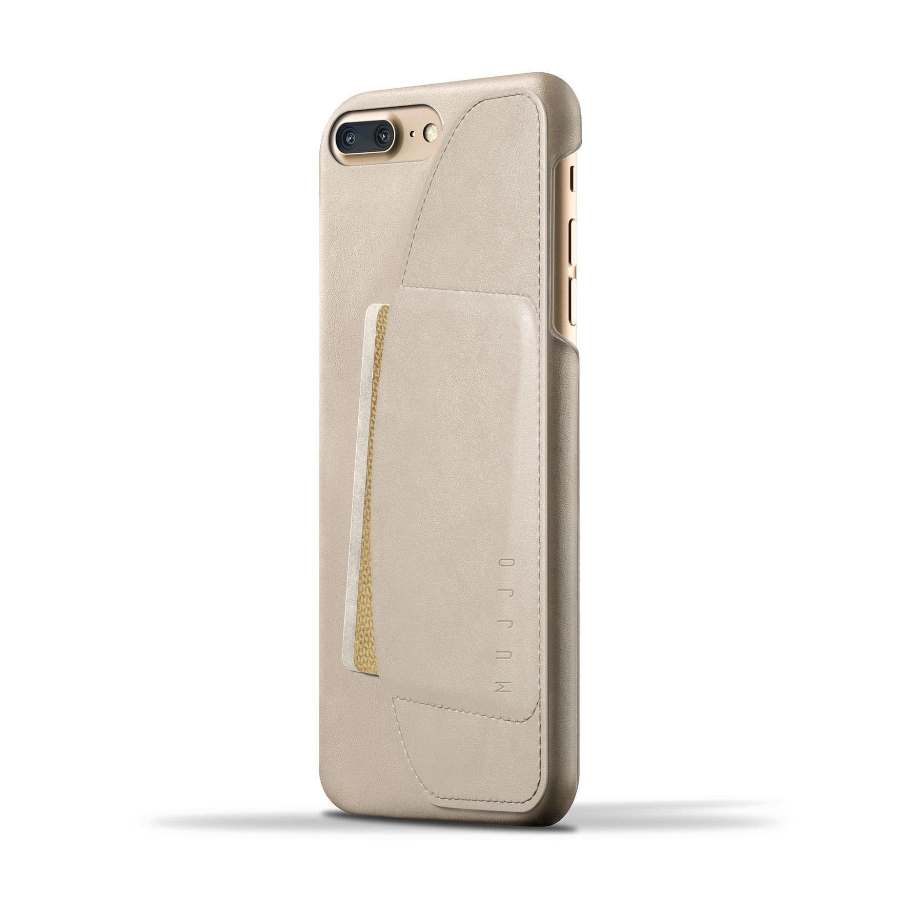 Husa Piele Naturala cu Buzunar Card Mujjo - iPhone 8 Plus / 7 - Champagne - MUJJO-CS-027-CH - 8718546171338 - 18