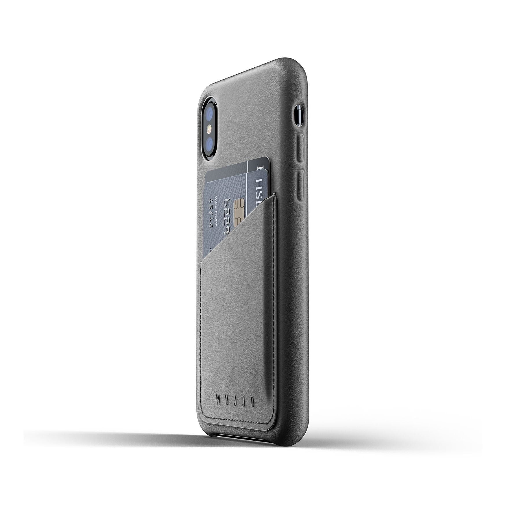 Husa Piele Naturala cu Buzunar Card Mujjo - iPhone XS & X - Grey - MUJJO-CS-092-GY - 12