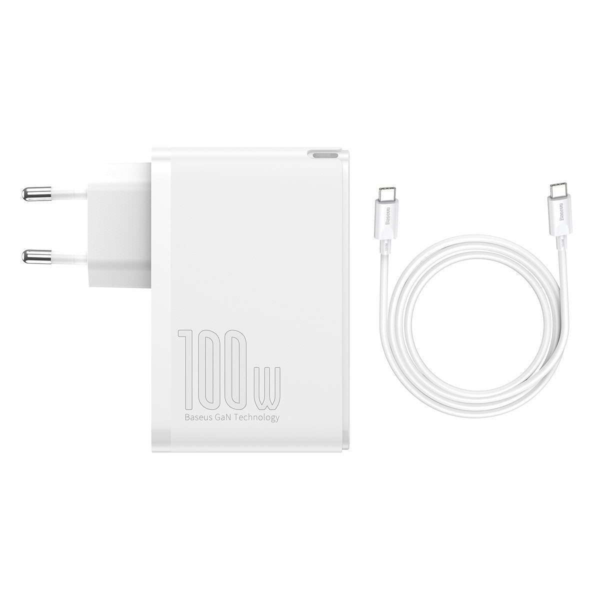 Incarcator Priza Baseus GaN2 Pro - 2 x USB-C USB 100 W Quick Charge 4.0 Power Delivery 3.0 Huawei SuperCharge Cablu - CCGAN2P-L02