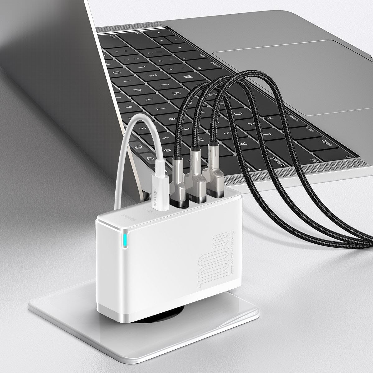 Incarcator Priza Baseus GaN2 Pro - 2 x USB-C USB 100 W Quick Charge 4.0 Power Delivery 3.0 Huawei SuperCharge Cablu - CCGAN2P-L02