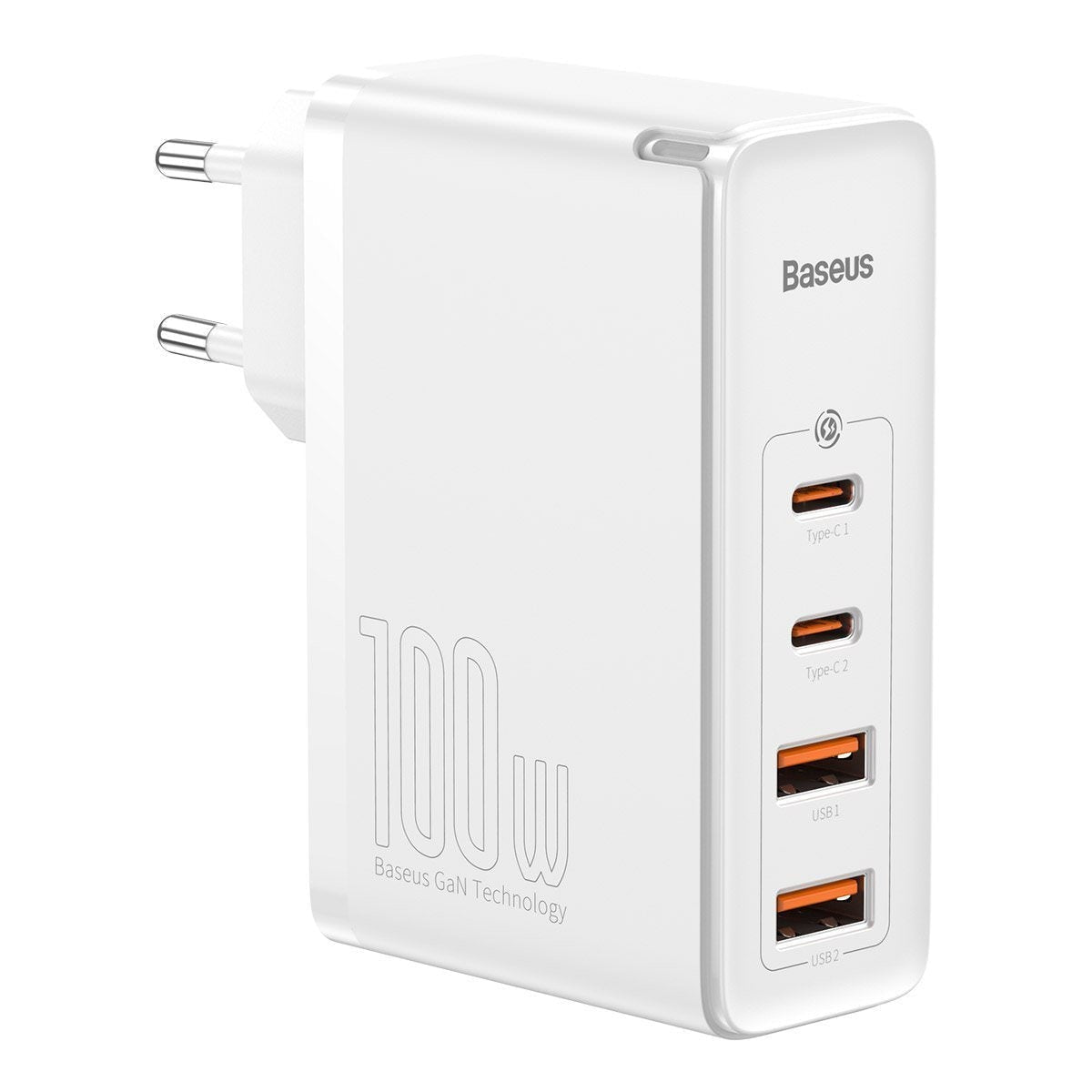 Incarcator Priza Baseus GaN2 Pro - 2 x USB-C USB 100 W Quick Charge 4.0 Power Delivery 3.0 Huawei SuperCharge Cablu - White - CCGAN2P-L02