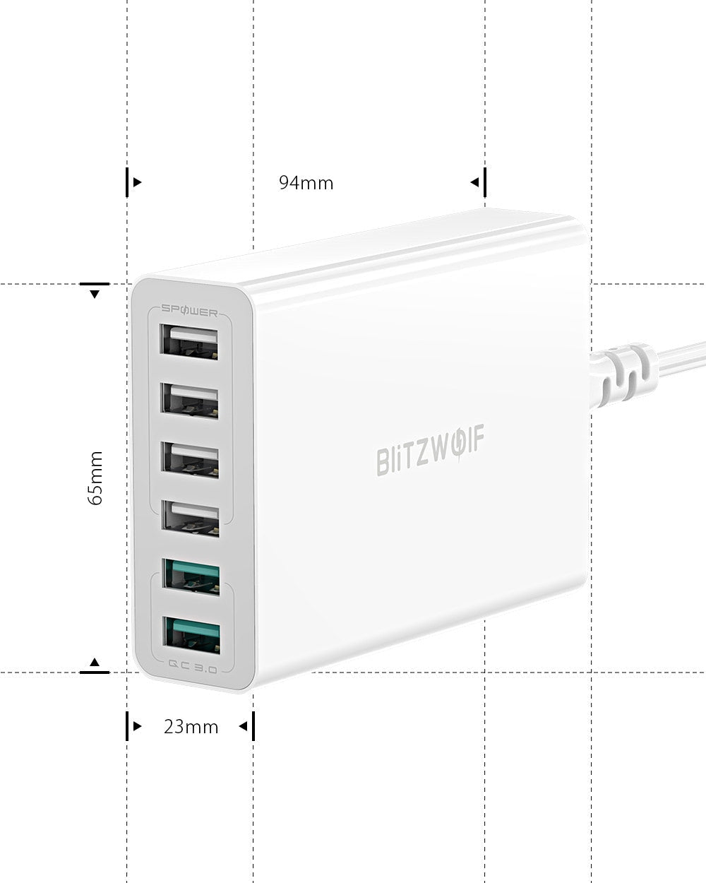 Incarcator Priza BlitzWolf BW-S15 - 6 x USB 60 W Quick Charge 3.0 - 5907489604321 - 13