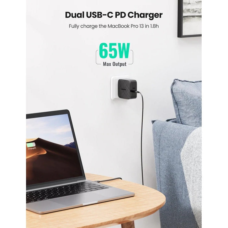 Incarcator Priza Ugreen CD216 - 2 x USB-C 66 W Quick Charge 3.0 Power Delivery - 70867 - 6957303878673