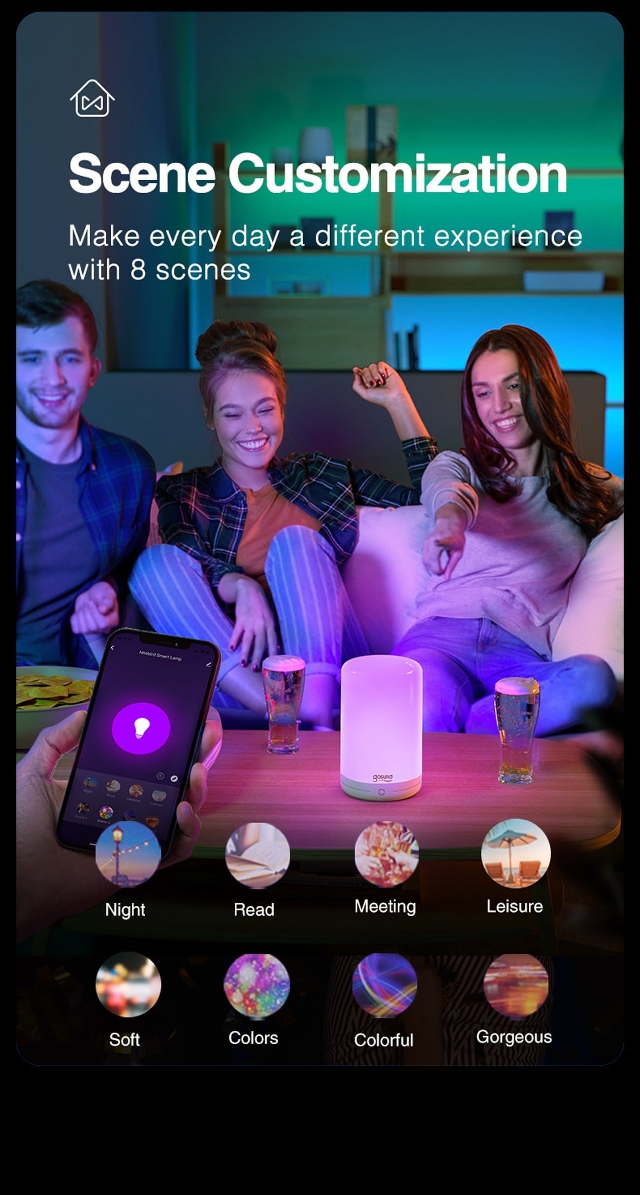 Lampa Smart LED Wireless Gosund NiteBird LB3 - 6W 350 lm RGB Alexa Google Reglabil Control Touch - 6972391281242 - 8