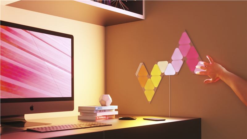 Panou Luminos LED Nanoleaf Shapes Mini Triangles Starter Kit 5 Pack - RGBW Wi-Fi Control Multi-Touch - NL48-5002TW-5PK - 840102701647 - 9