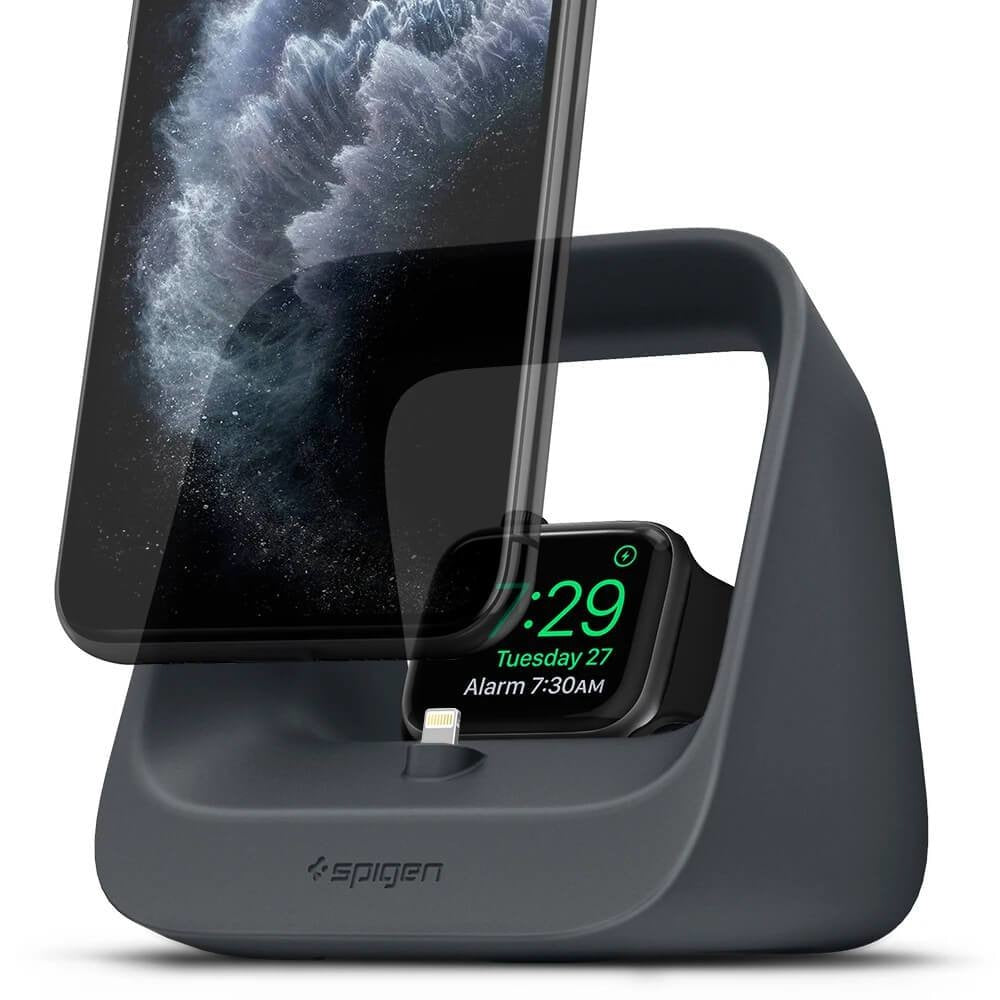 Statie Dock Incarcare Spigen 2-in-1 - Apple iPhone/AirPods & Watch - Charcoal - AMP00999 - 8809685629450 - 1